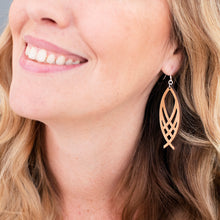 Load image into Gallery viewer, Woven Ichthys Wood Earrings