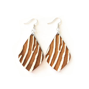 Zebra Petal Wood Earrings