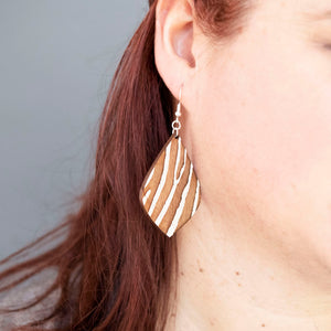 Zebra Petal Wood Earrings