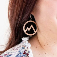 Load image into Gallery viewer, Circle Mountain Cutout Wood Earrings