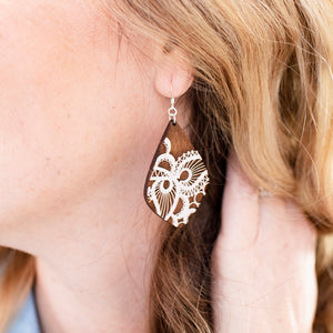 Lace Petal Wood Earrings